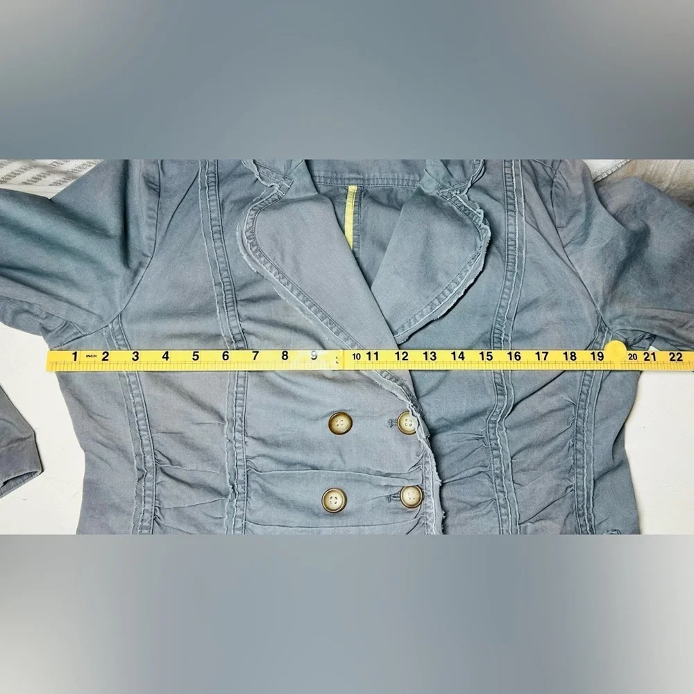 Sundance Gray Cotton Distressed Double Breasted Jacket Size L